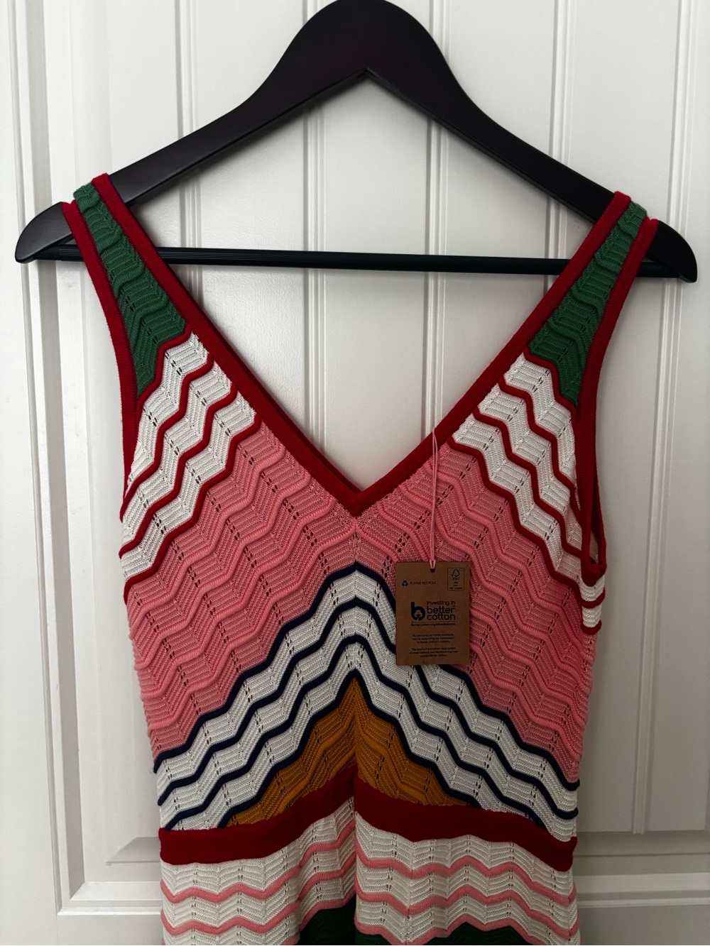 Boden Pink, Green & Mustard Striped V-Neck Maxi Dress - Picture 3 of 5